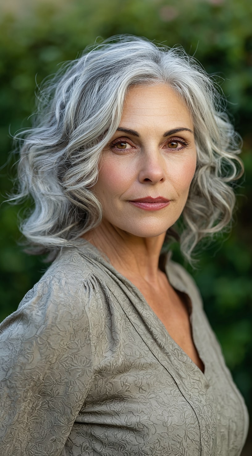 Soft Grey Curls with Natural Volume