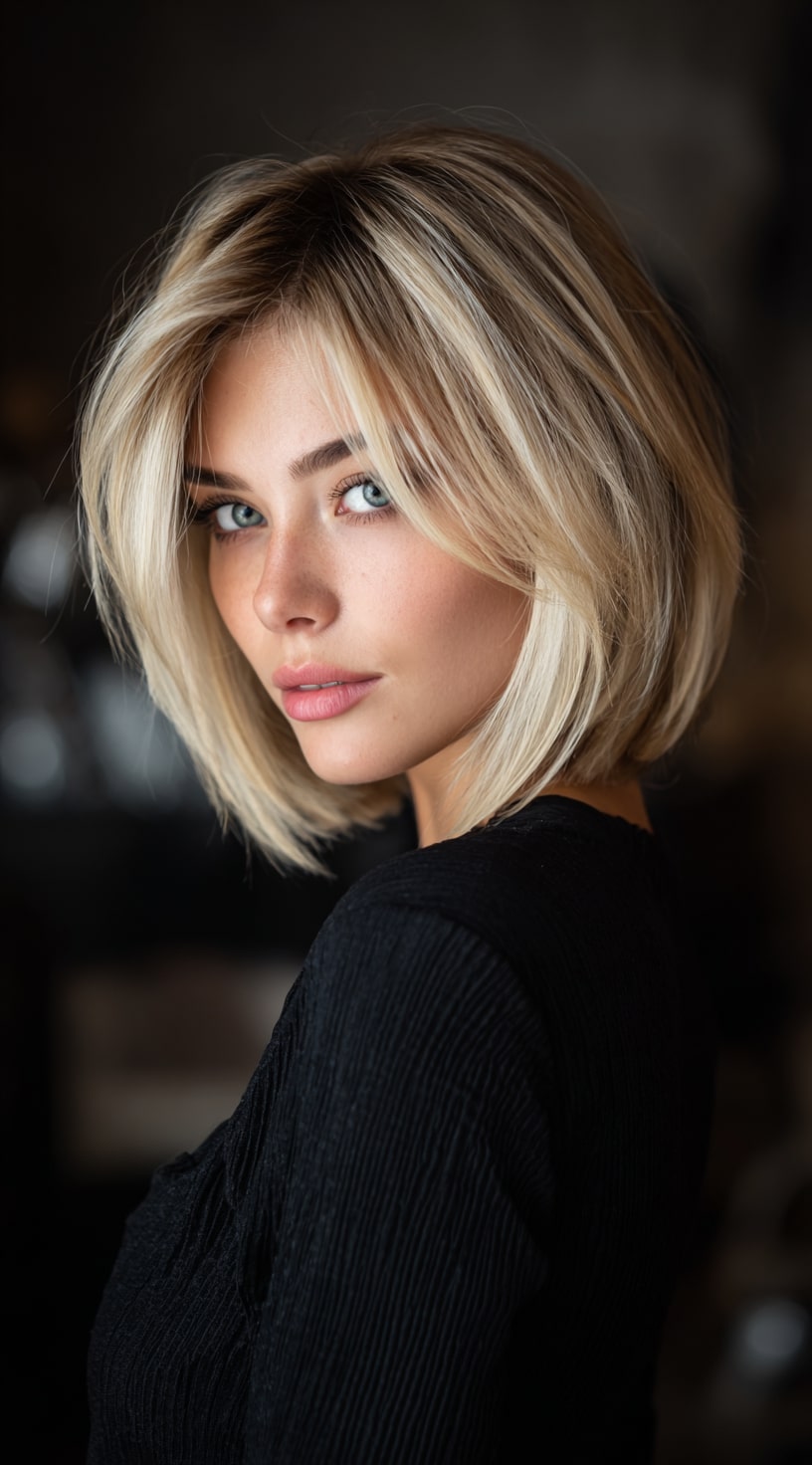 Curved Bob with Maple Balayage