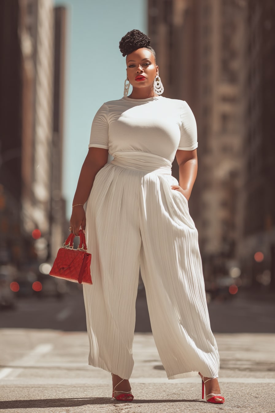 All-White Pleated Power Look