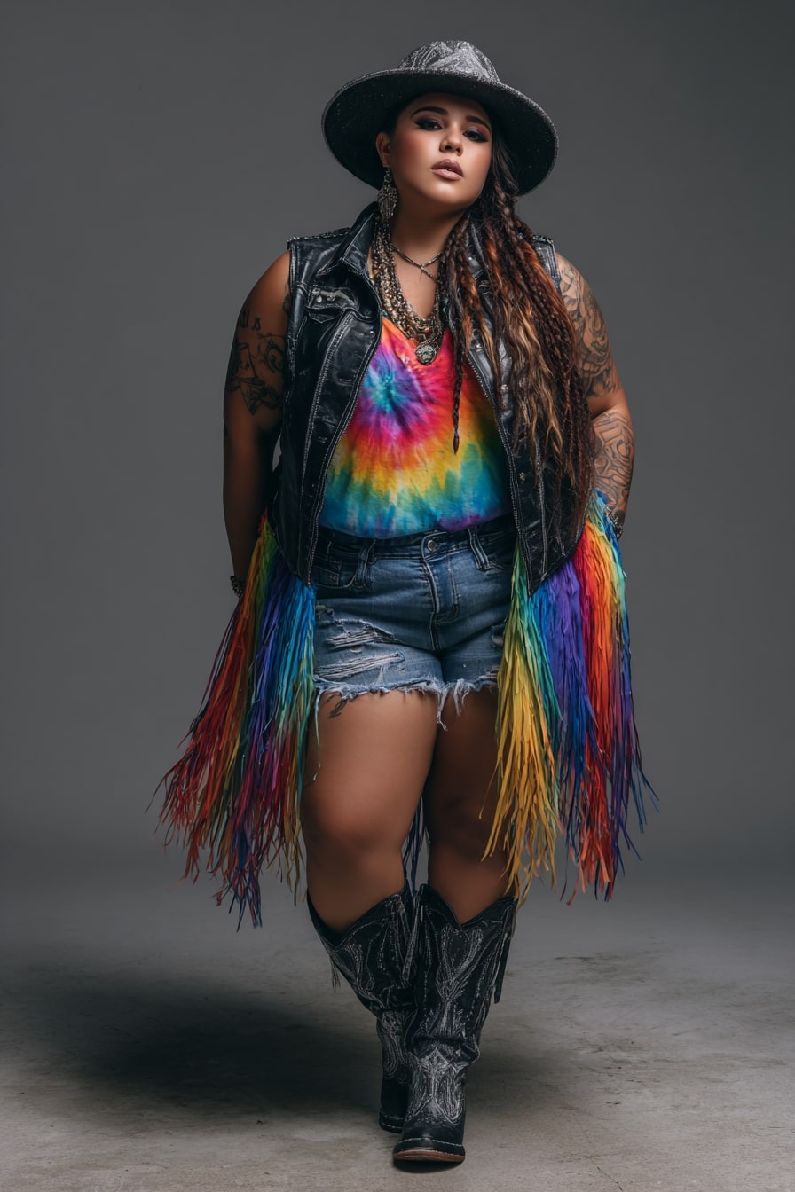 Rainbow Fringe and Denim Festival Baddie Fit
