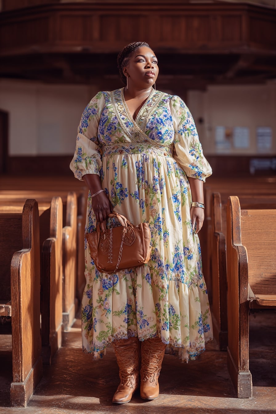 Floral Maxi Dress With Rustic Charm