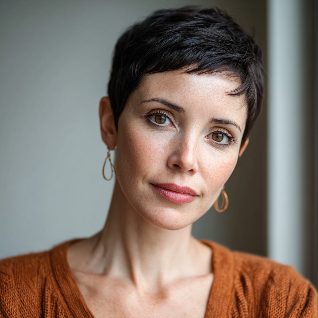 Textured Brunette Balayage Pixie Cut