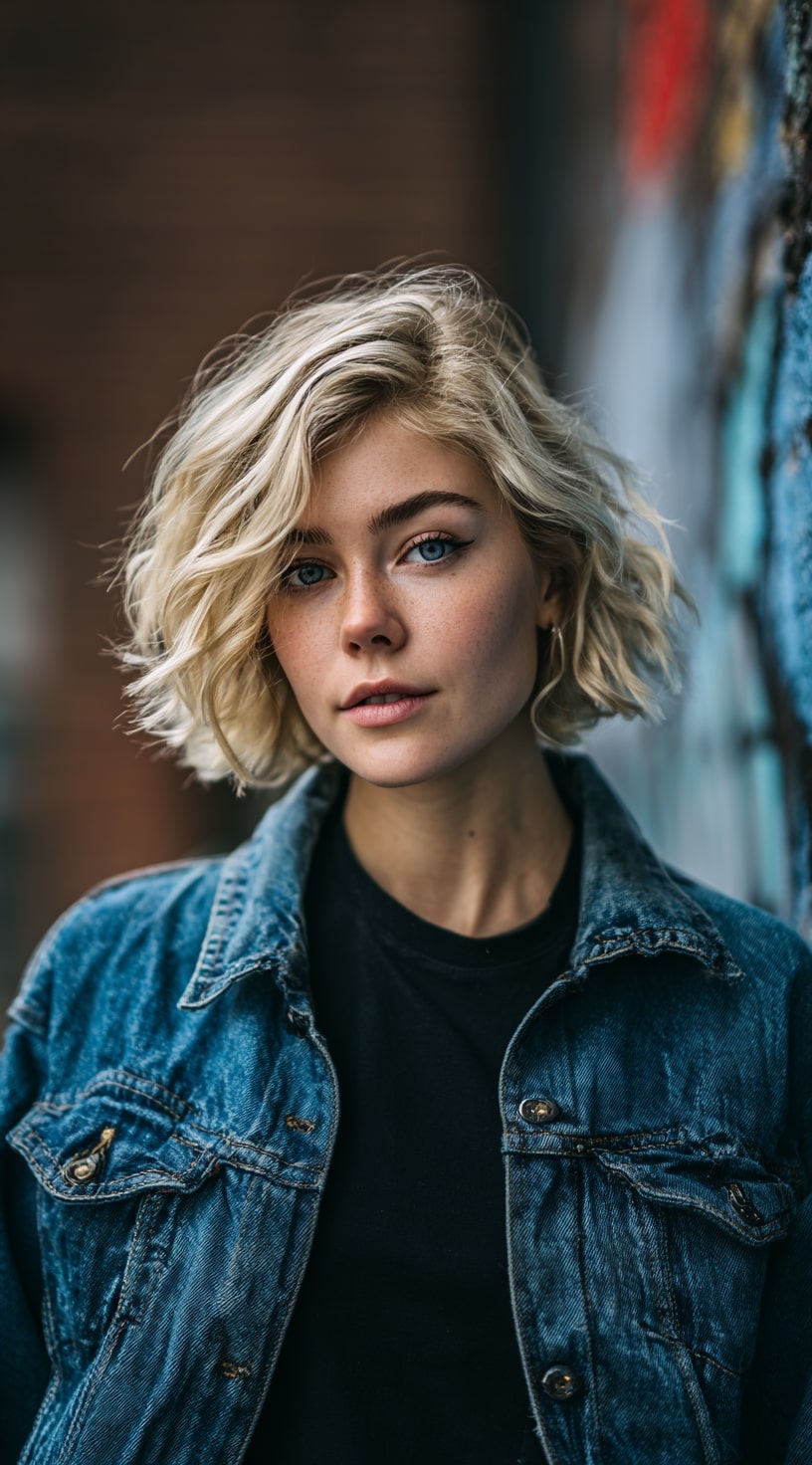 The Curly Layered Blonde Bob