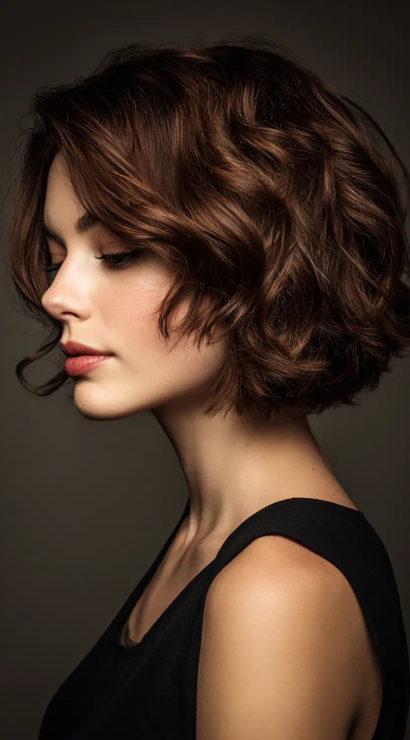 Graduated Curly French Bob with Soft Layers