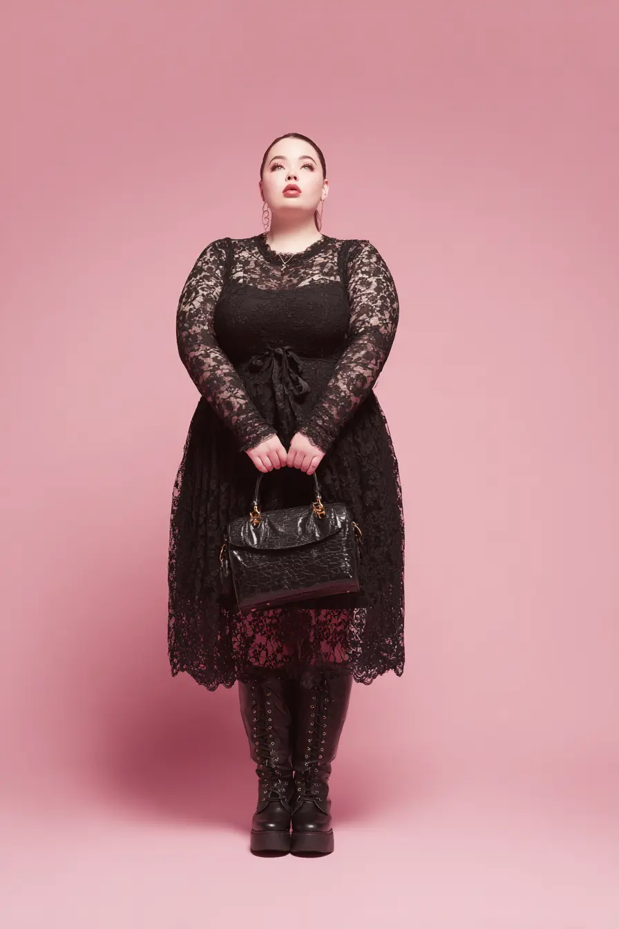 Black Lace Long Sleeve Dress for Fall Weddings