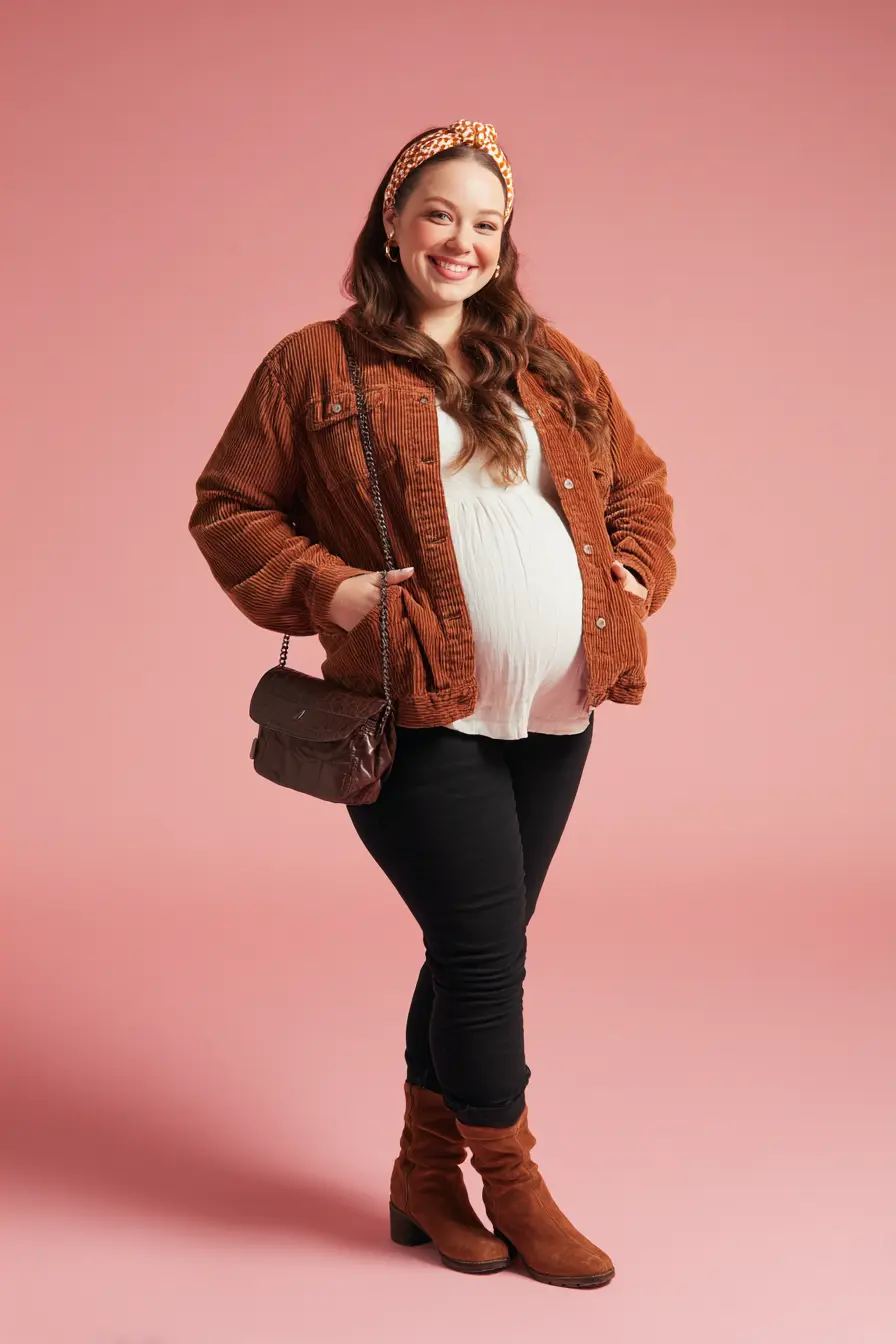 Corduroy Shirt Jacket with Fitted Tee