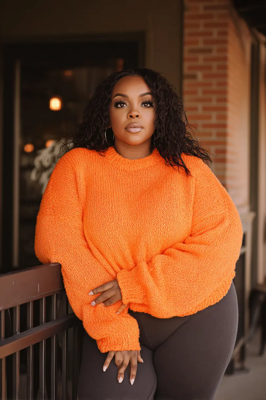 Bright Knit Sweater with Classic Leggings