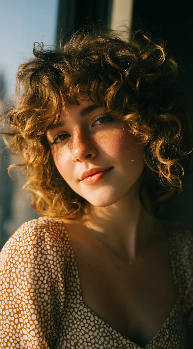 Toffee Balayage for Curly Bobs