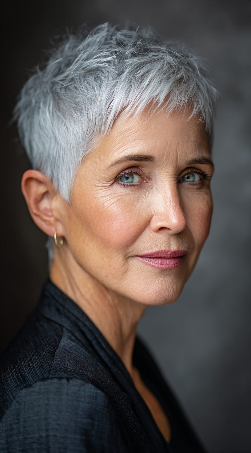 Textured Silver Pixie Cut