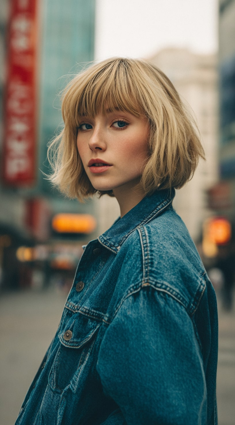 Razored Blonde Bob with Feathered Ends