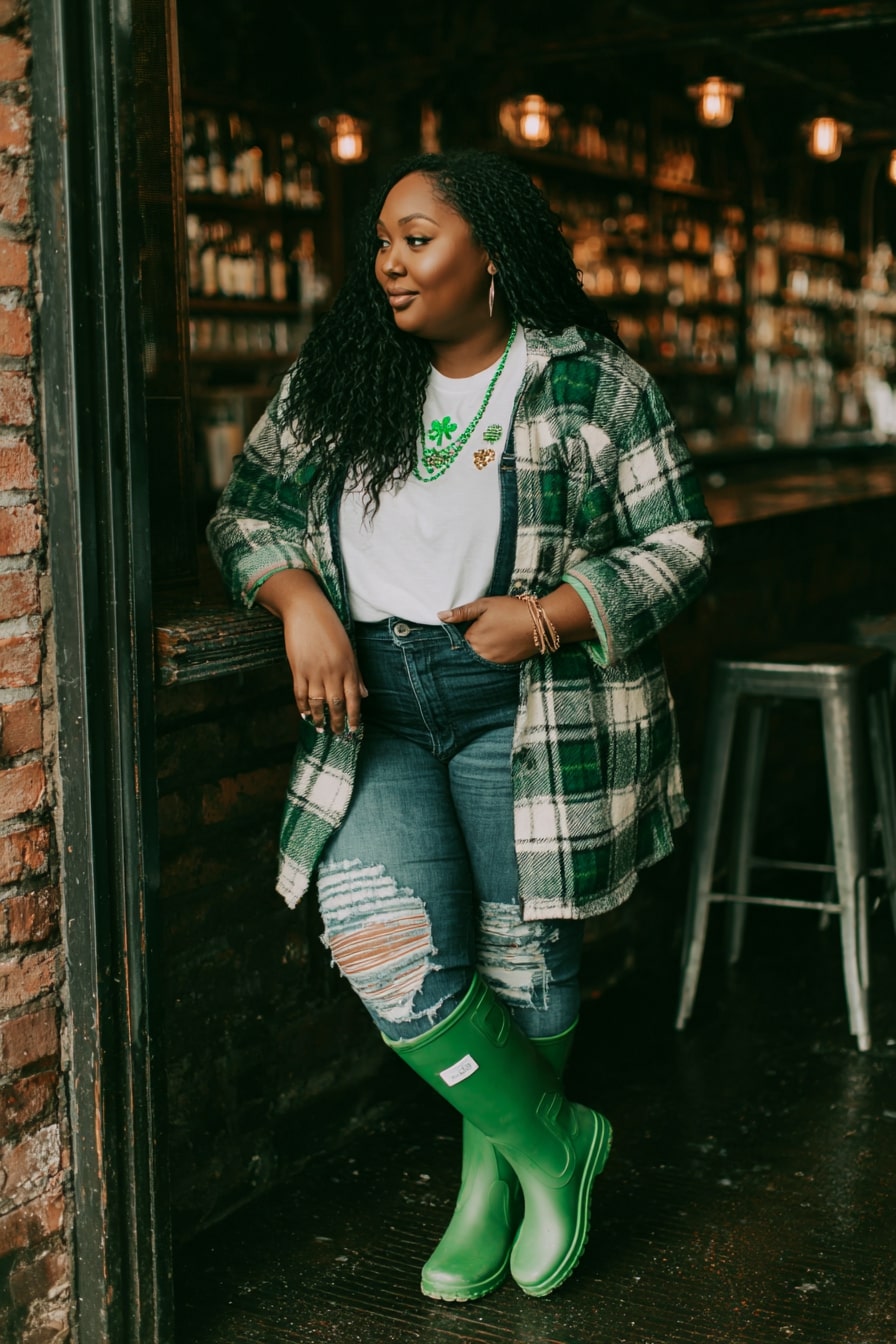 Plaid Shacket Layer + Distressed Denim