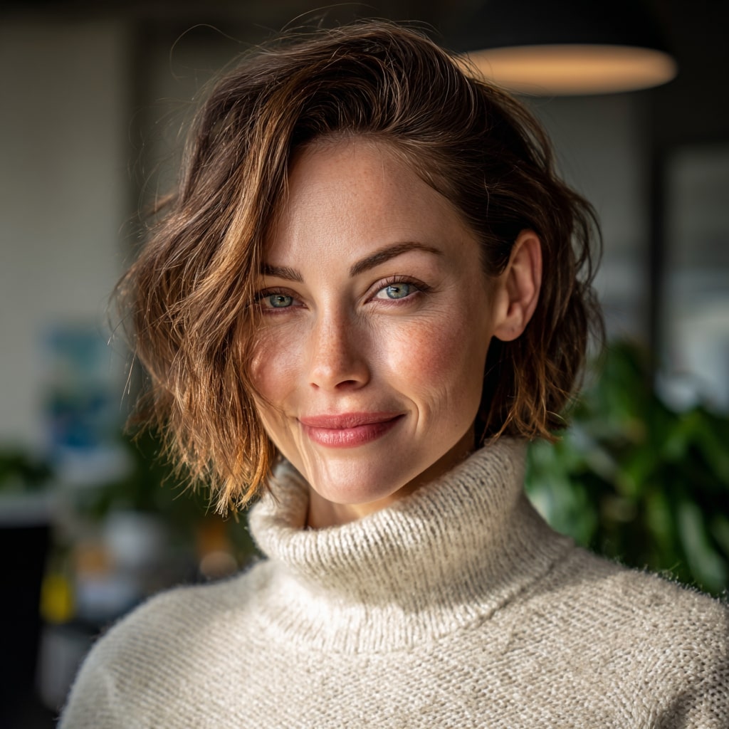 Warm Brunette Balayage Bob