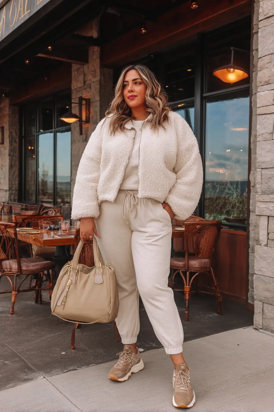 Sherpa Hoodie with Drawstring Joggers