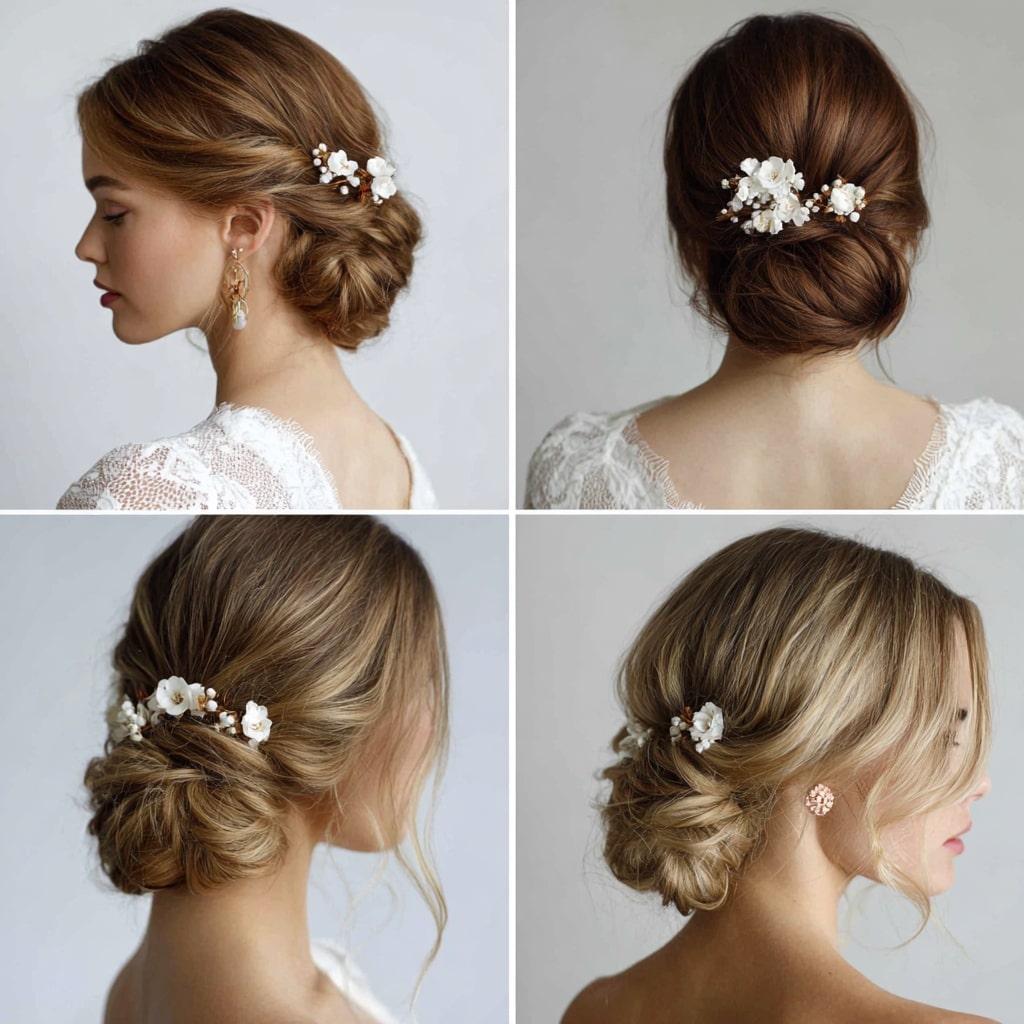 Romantic Boho Updo with Floral Accents