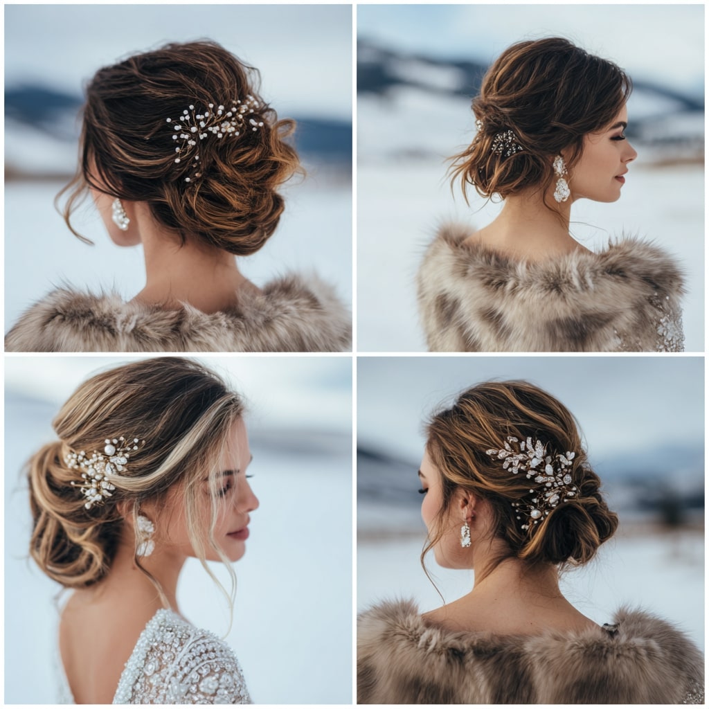 Loose Braided Updo with Subtle Sparkle