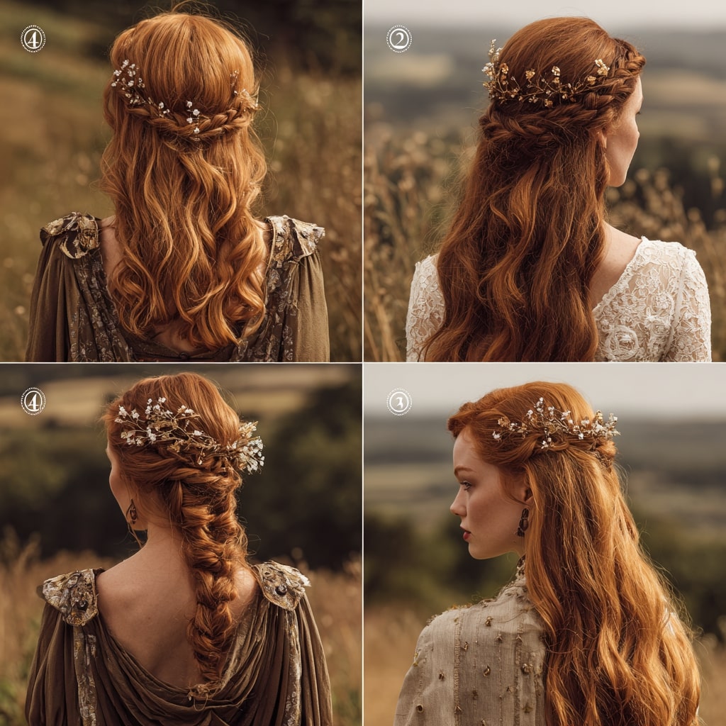 Elegant Boho Updo with Pastel Florals