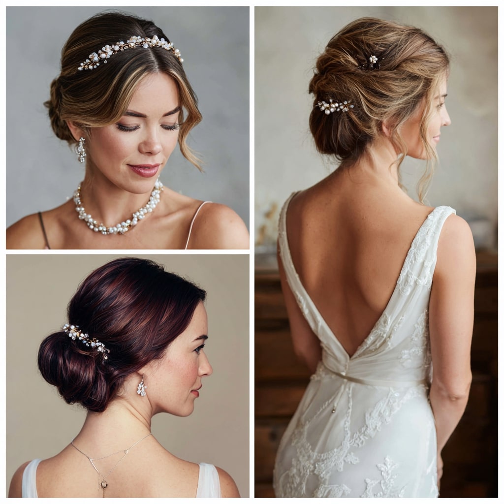 Sleek Low Bun with Sparkling Pins