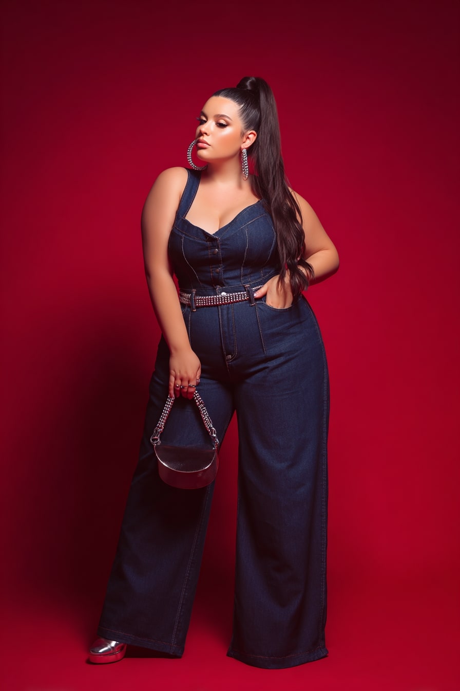 Denim Jumpsuit with Sleek Baddie Energy