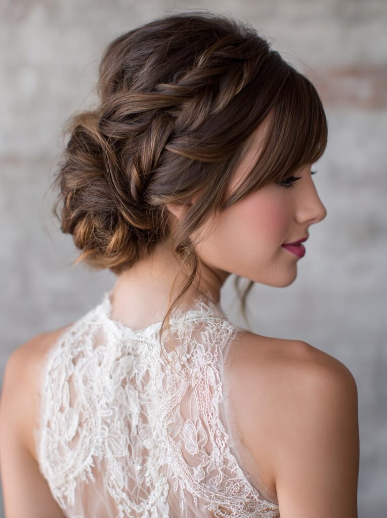 Braided Low Updo with Soft Elegance