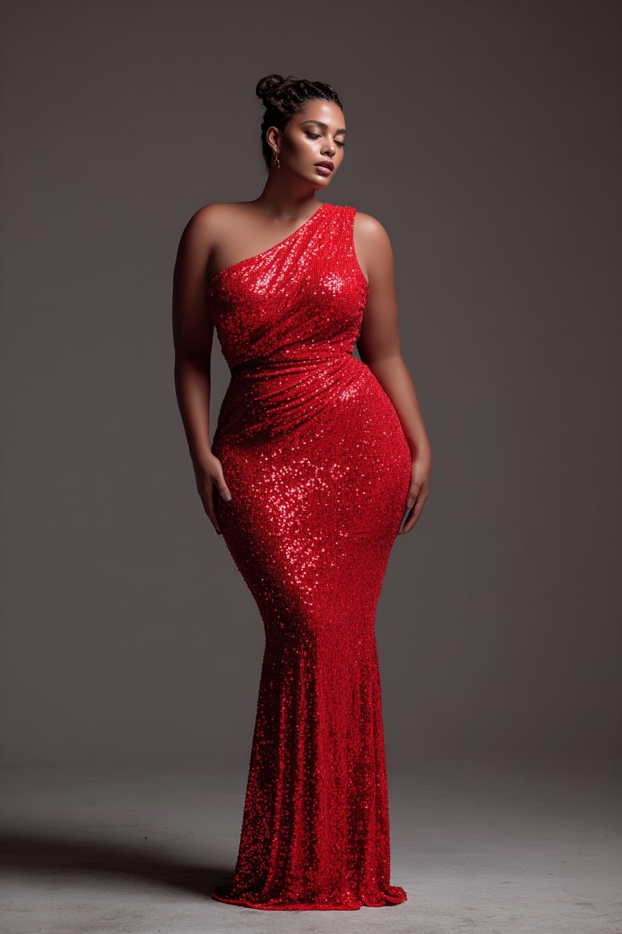 One-Shoulder Sequin Gown + Hourglass Evening Flow