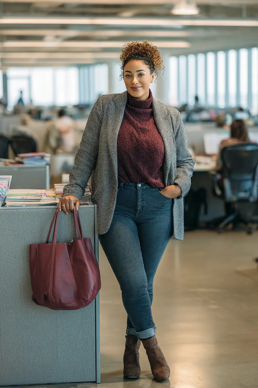 Tweed Blazer + Ribbed Turtleneck Pairing
