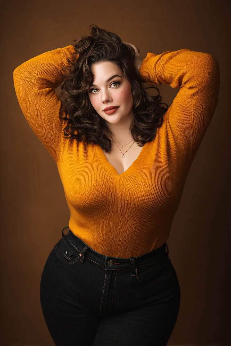 Burnt Honey Knit + High-Rise Denim