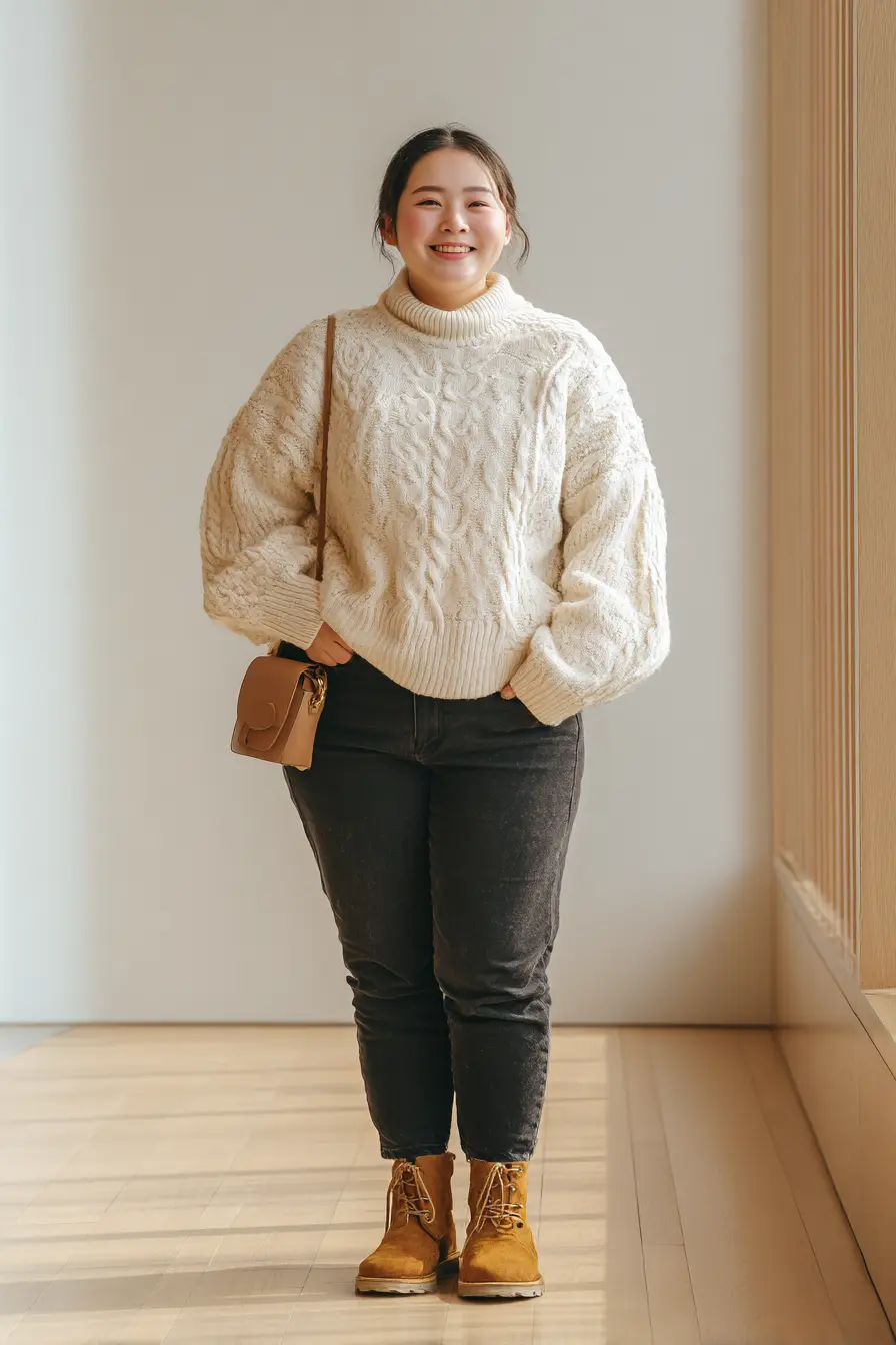 Cozy Cable Knit + Ankle Boots