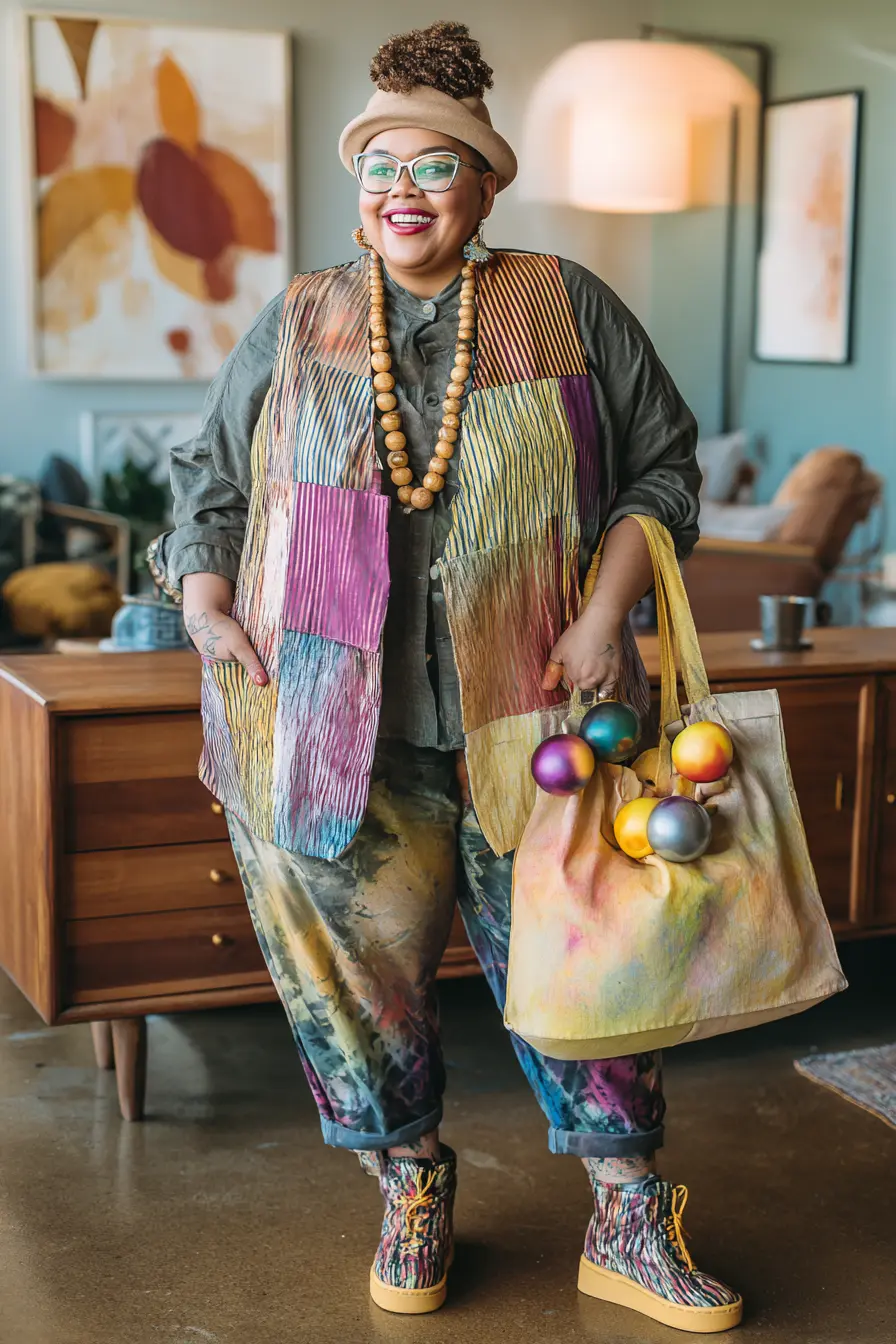 Patchwork Vest + Tie-Dye Trousers Power Combo