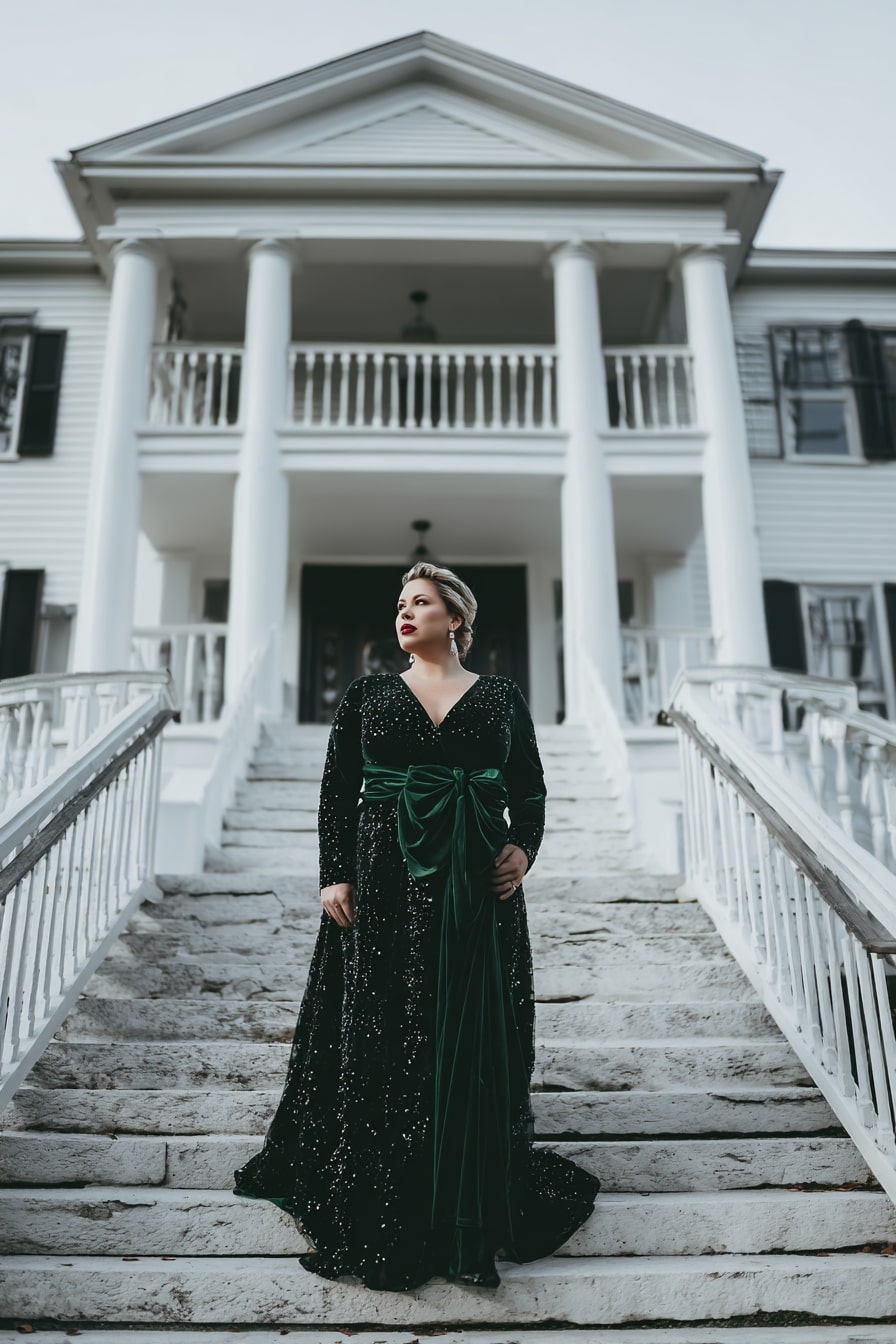 Velvet Bow Gown + Sparkling Black Skirt