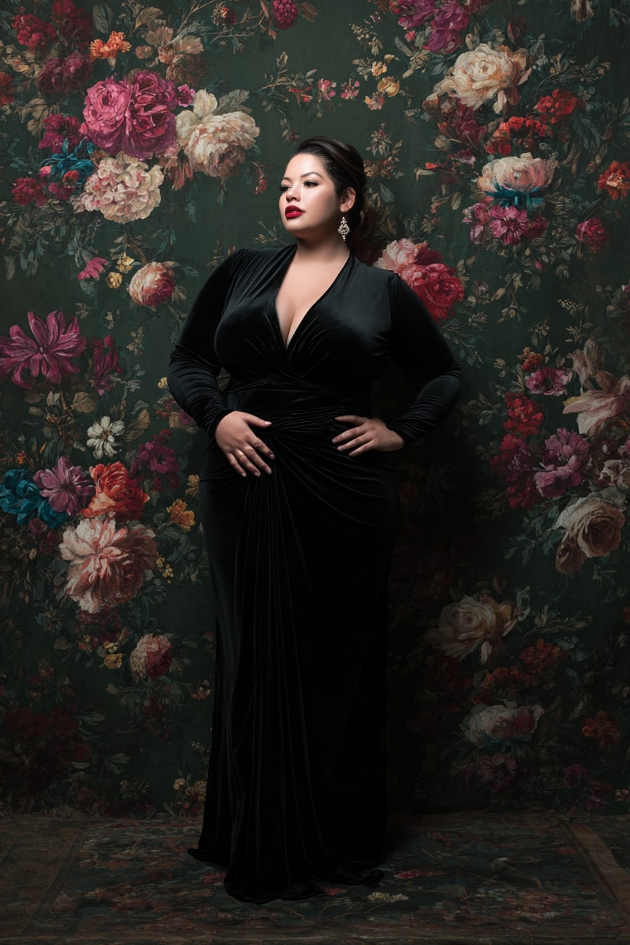 Velvet Wrap Gown + Sculpted Waistline