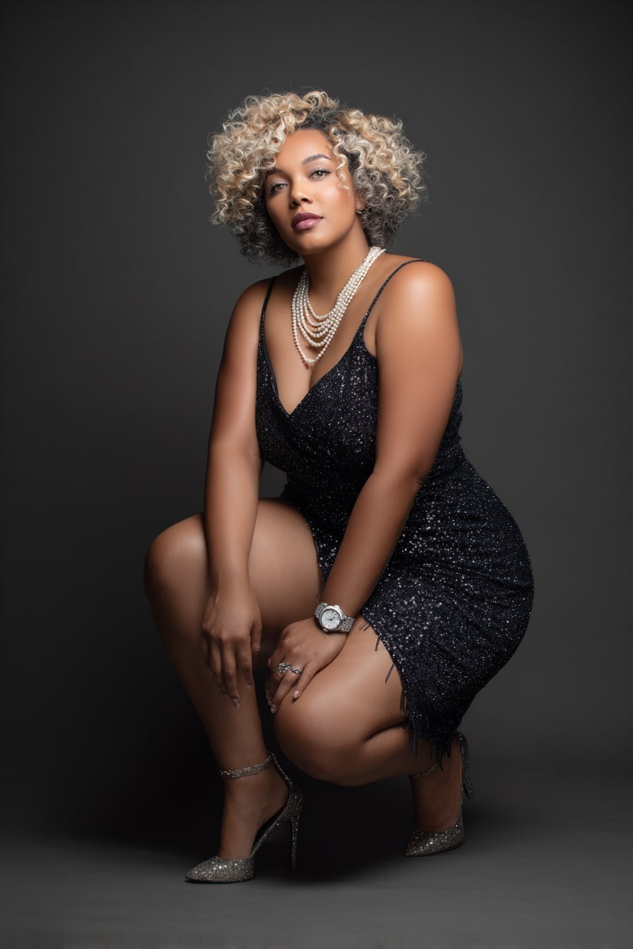 Midnight Black Beaded Cocktail Dress