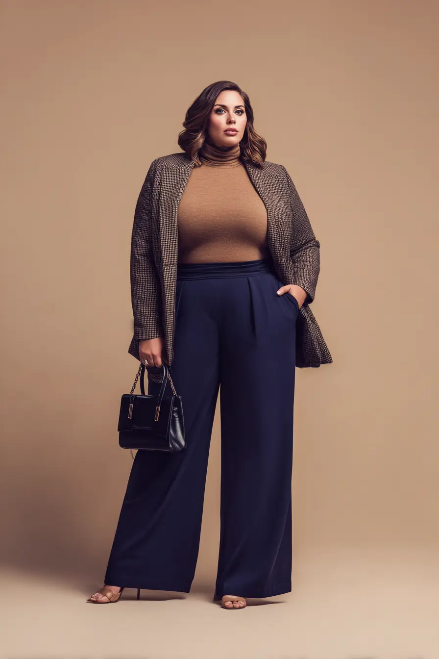Soft Turtleneck Layering + Tailored Wide-Leg Trousers