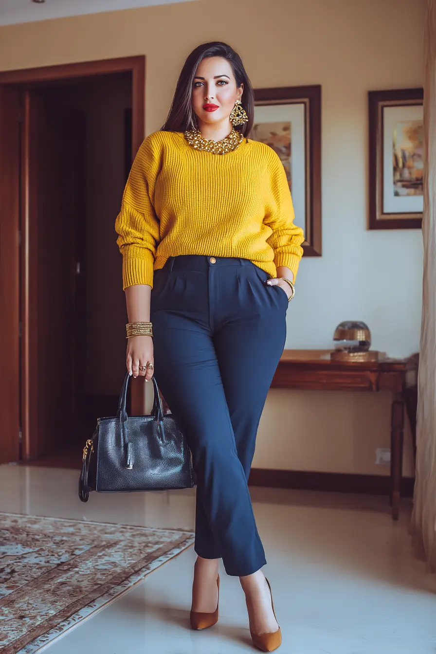 Cropped Sweater + High-Waisted Pants
