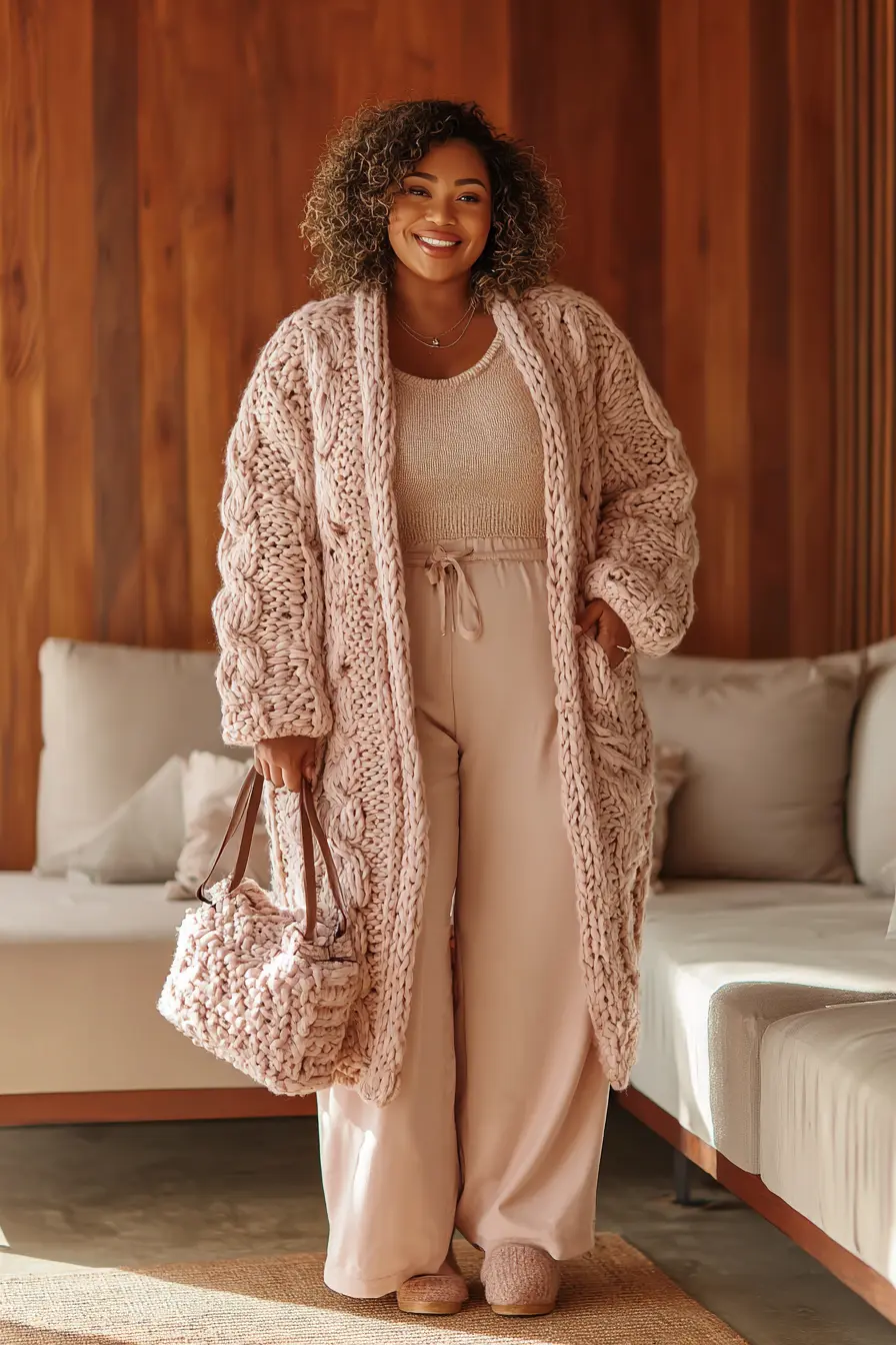 Chenille Cardigan + Wide-Leg Pants