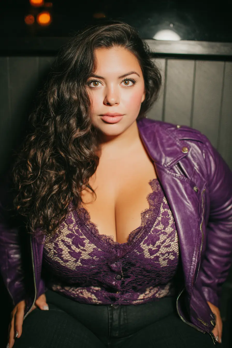 Lace Bodysuit + Moto Jacket Contrast