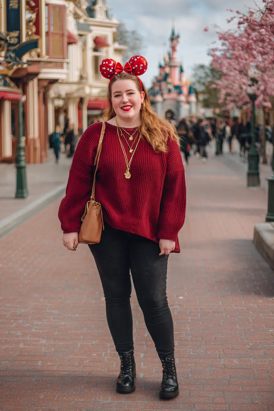 Merlot Oversized Knit + Black Combat Leggings