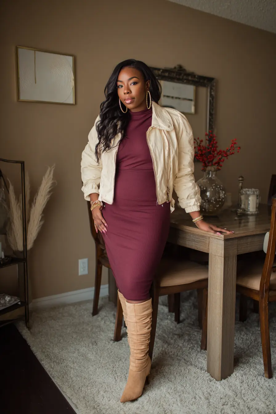 Midi Bodycon Dress + Cropped Jacket