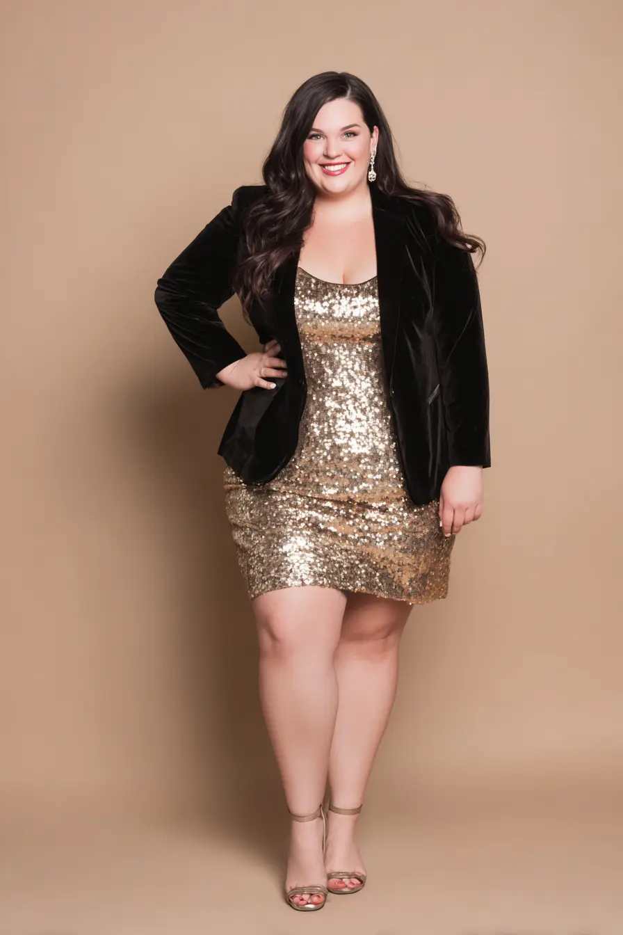Sequin Mini Dress + Velvet Blazer