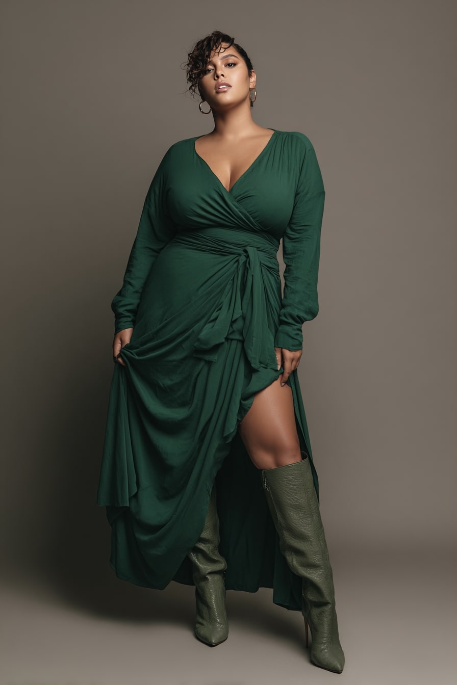 Wrap Maxi Dress + Statement Boots