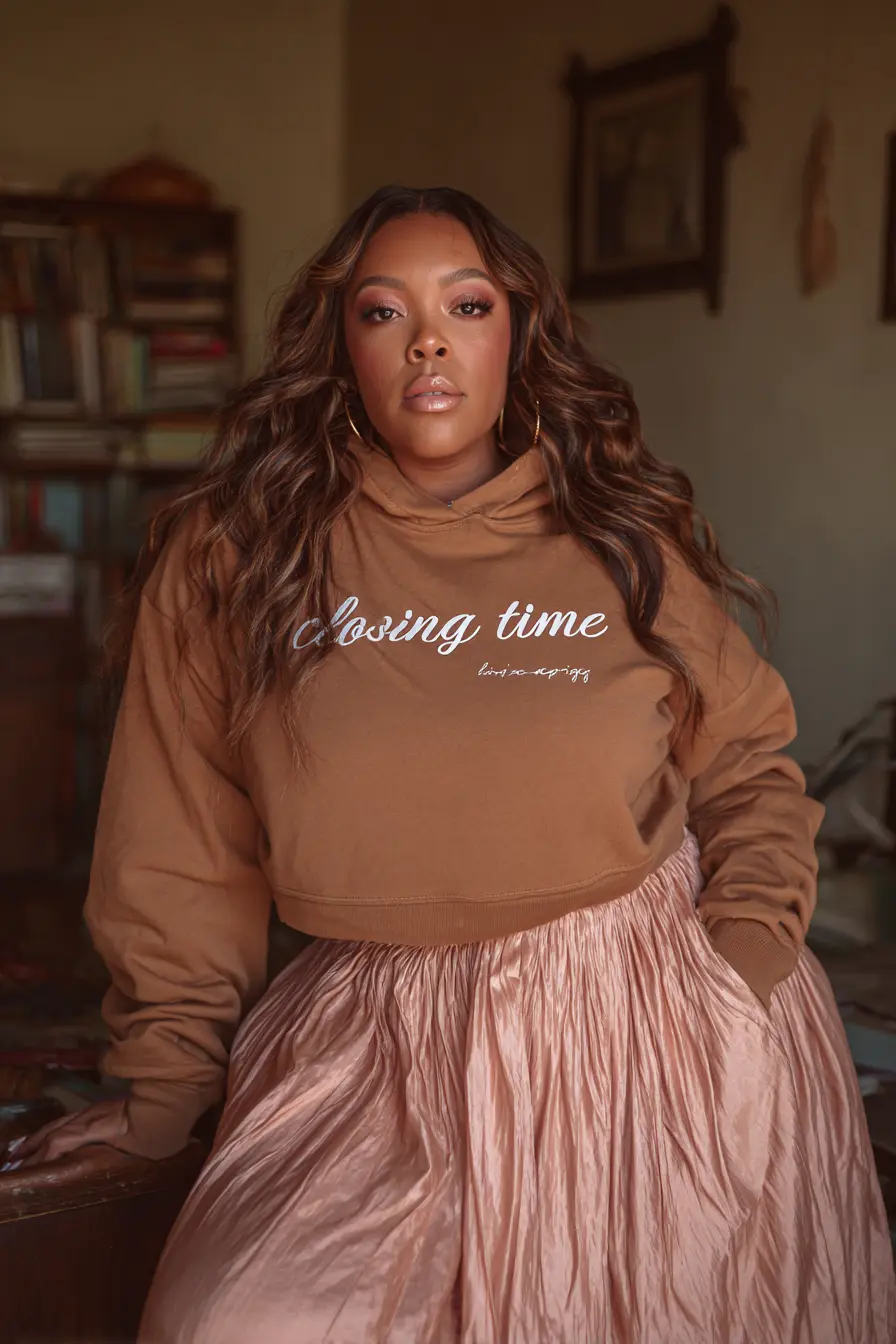 Cropped Hoodie + Crinkled Maxi Skirt