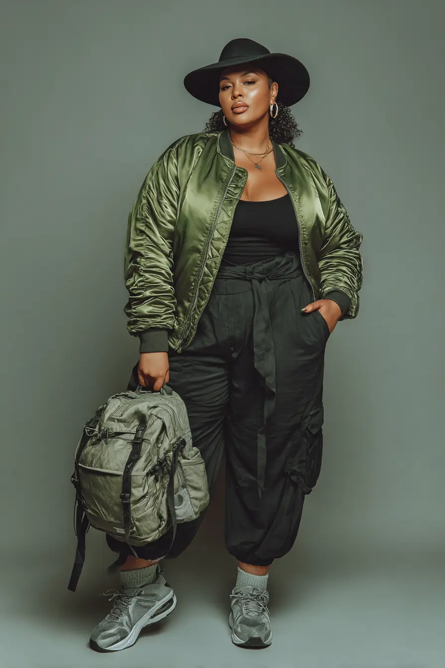 Satin Bomber Jacket + Tapered Joggers