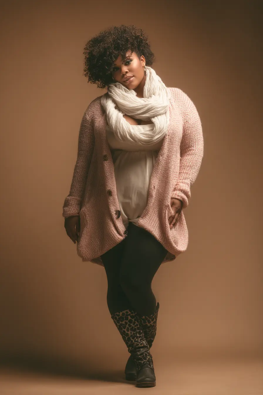 Chenille Cardigan Coat + Leggings