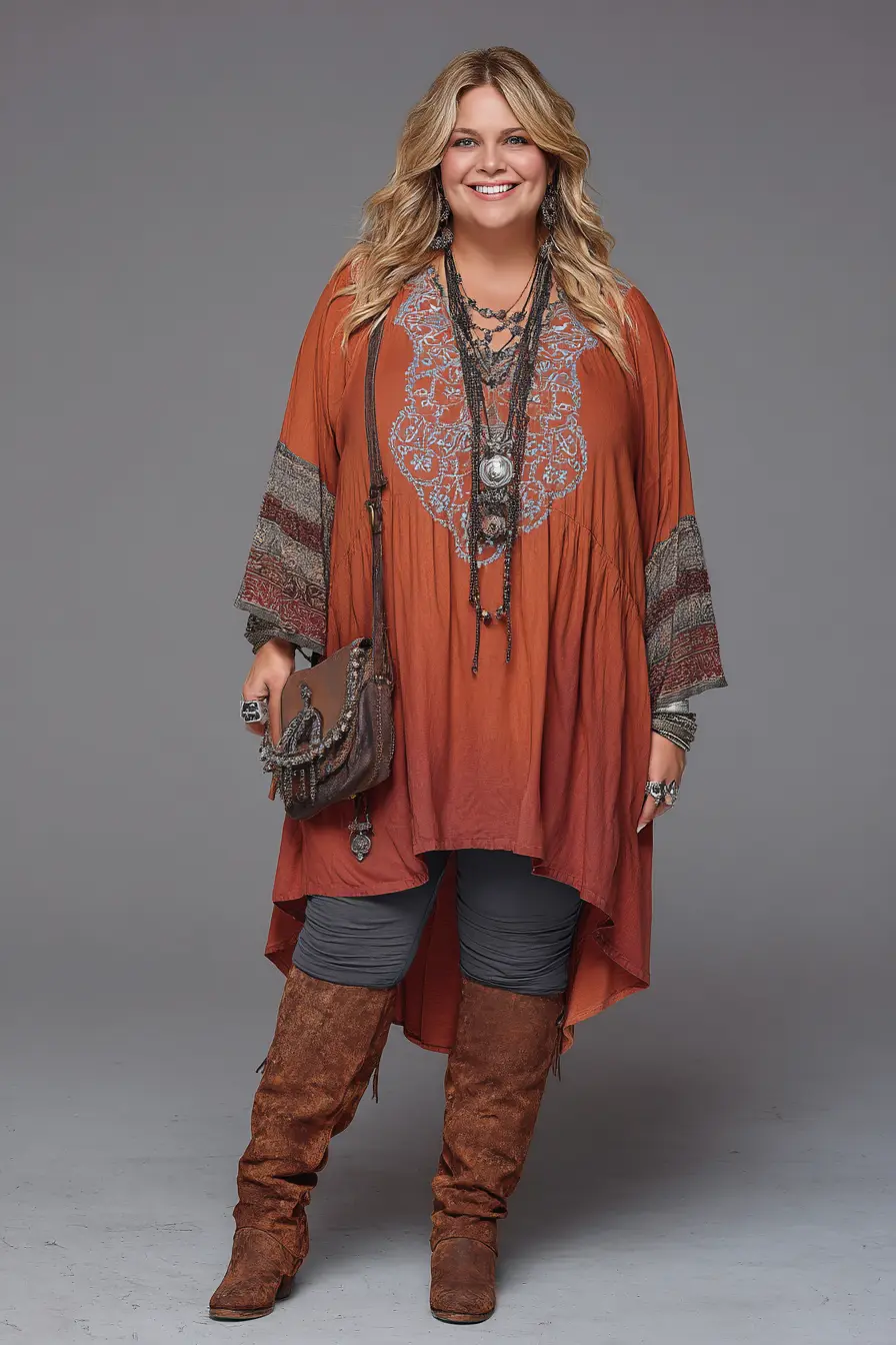 Embroidered Tunic Flow + Textured Leggings
