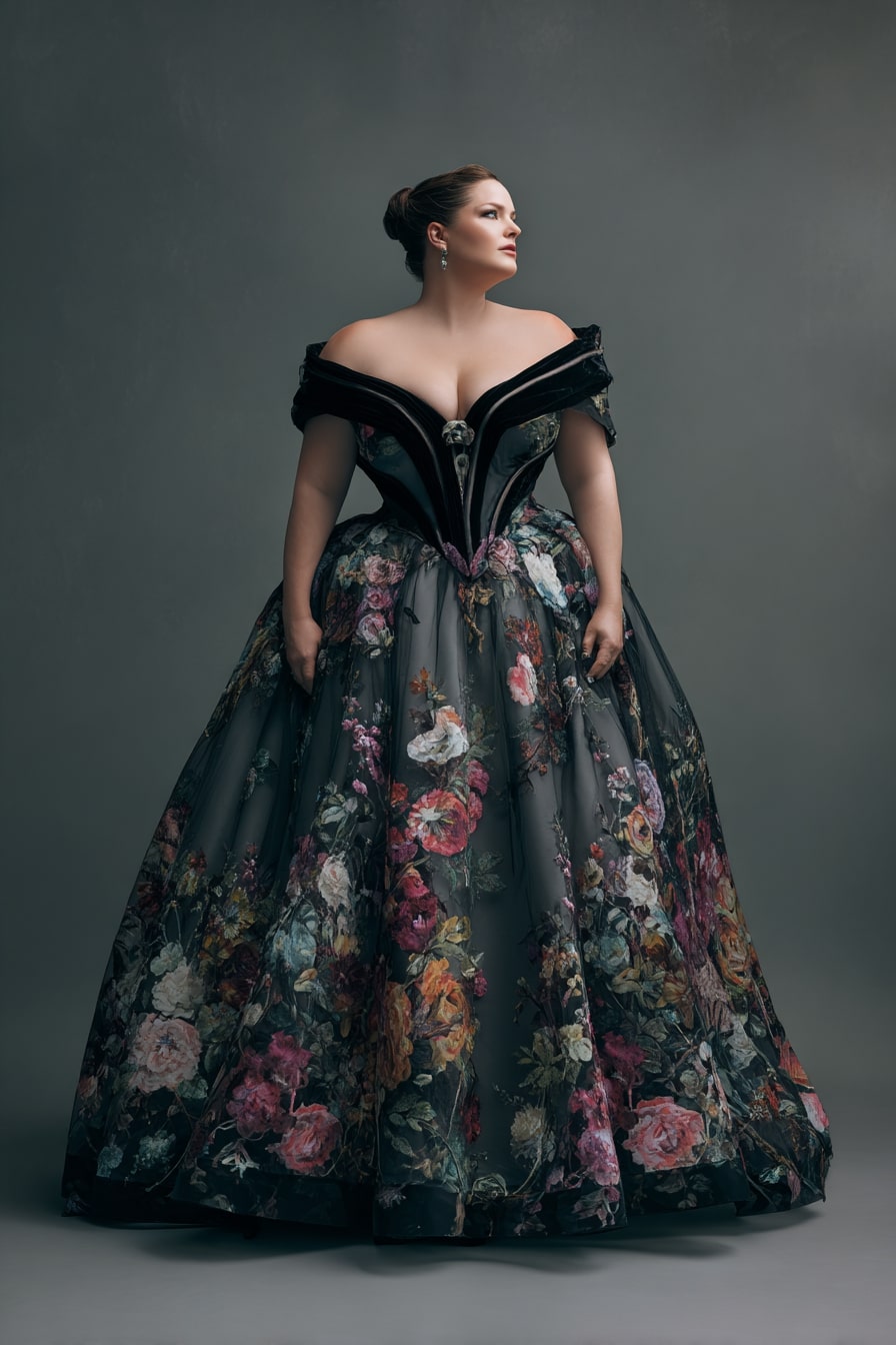 Velvet Corset Gown + Floral Ball Skirt