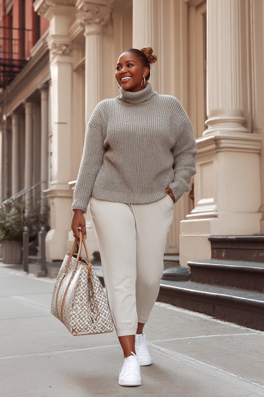Cozy Turtleneck Sweater with Neutral Joggers