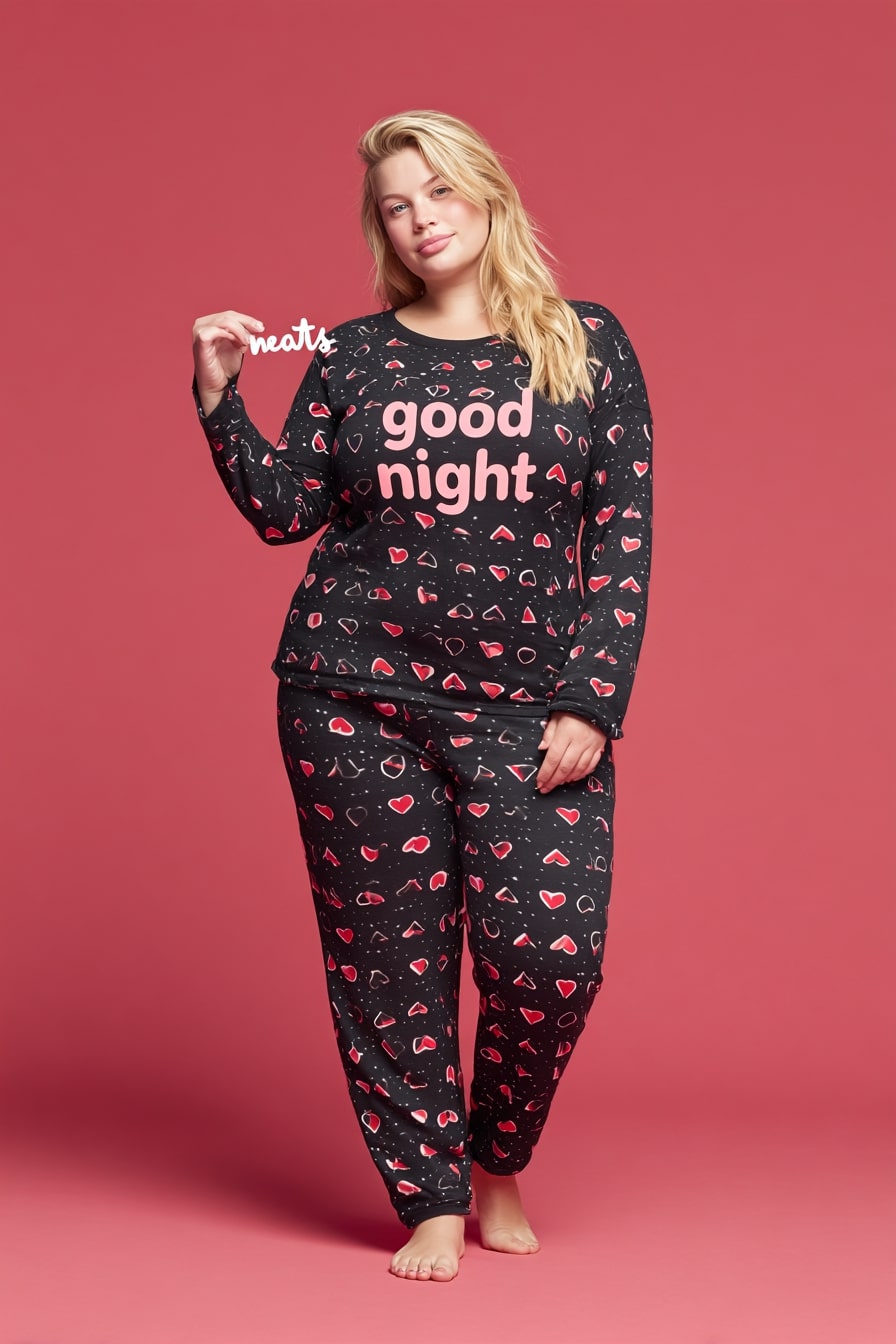 Playful Valentine’s Pajama Set for Cozy Nights