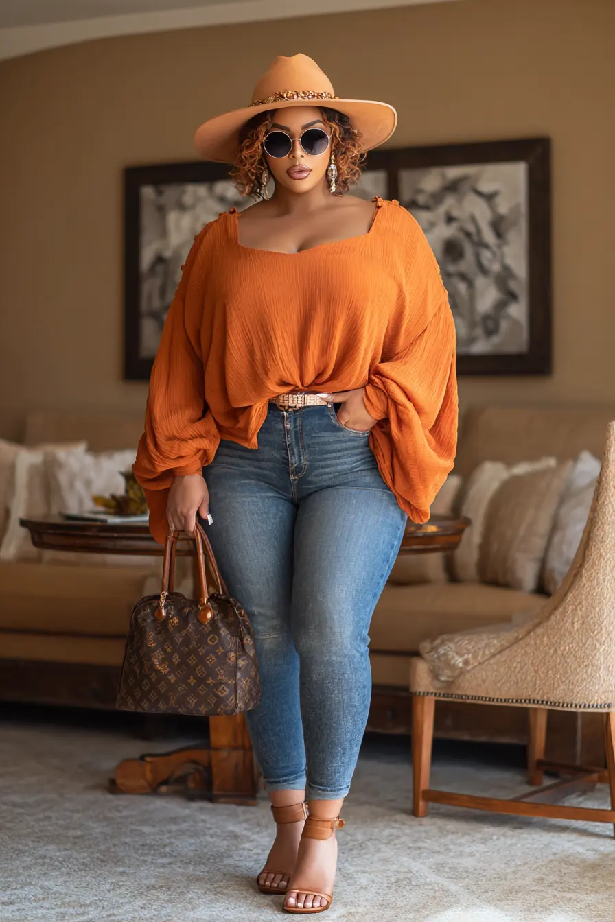 Bell Sleeve Top + Skinny Jeans Retro Vibe