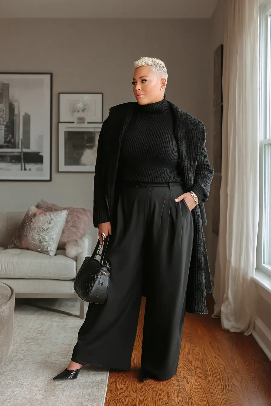 Ribbed Turtleneck + Palazzo Pants