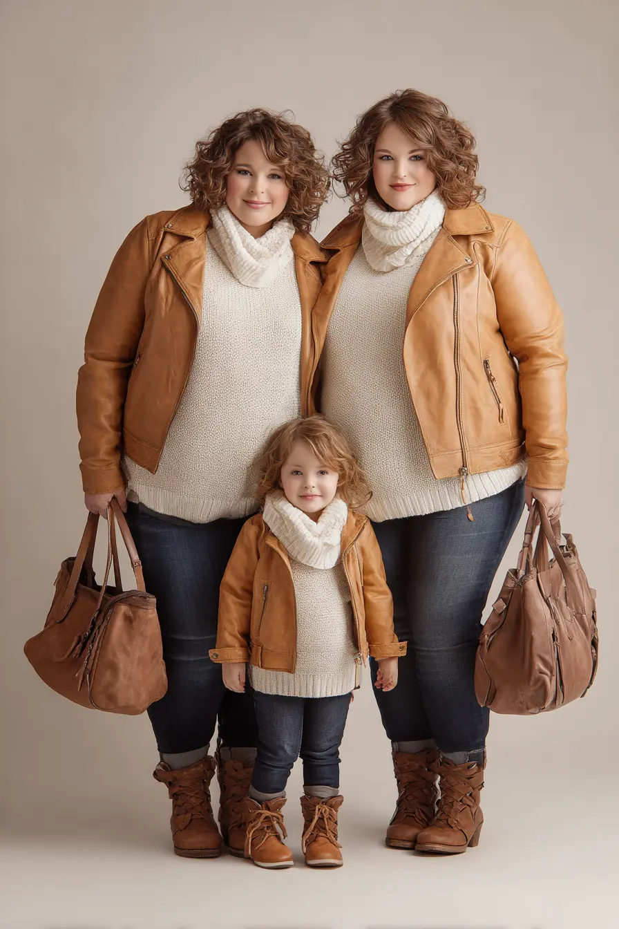 Caramel Suede Moto Jacket + Cozy Knit Sweater