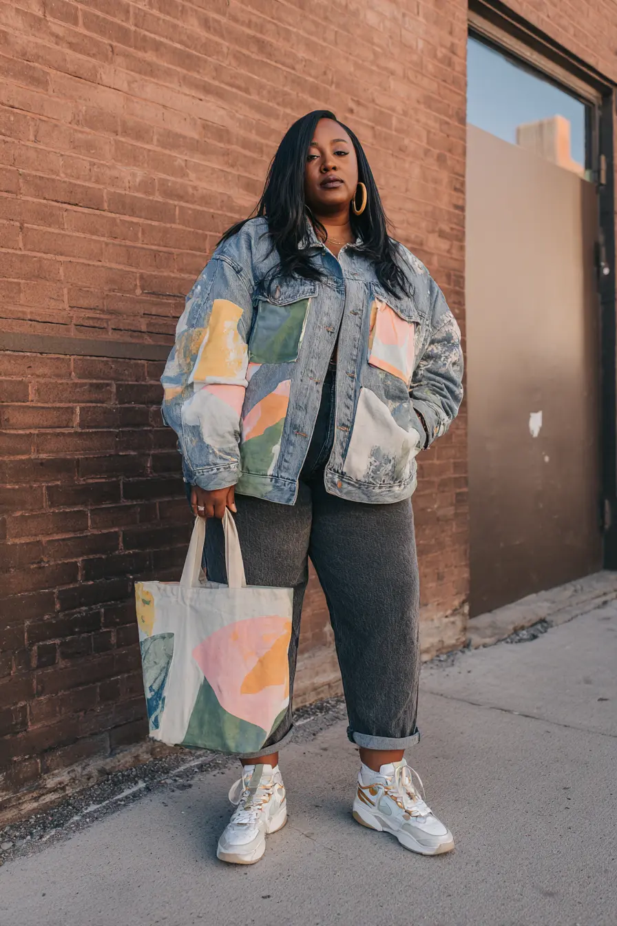 Patchwork Denim Jacket + Relaxed Jeans